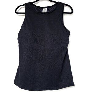 Lands' End Black Swim Tank with Built-In Bra – Classic Paisley